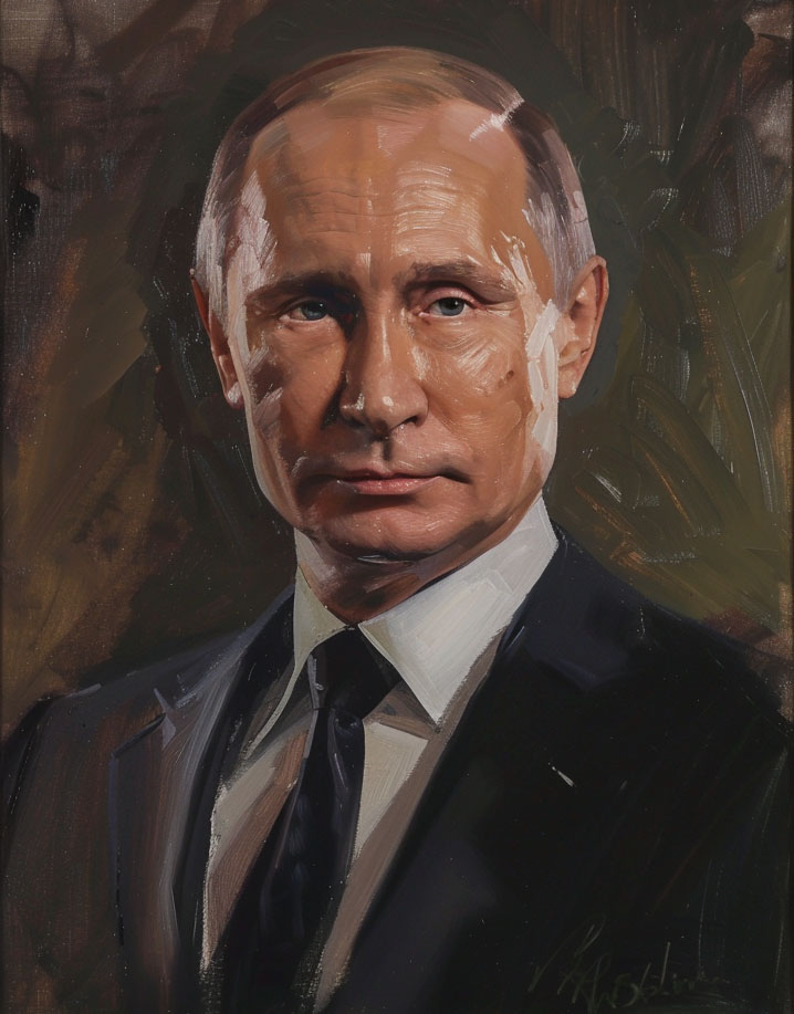 Oil portrait of Vladimir Putin